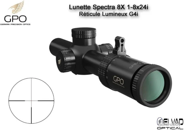 Lunette Chasse GPO SPECTRA 8X 1-8x24i – Réticule Lumineux G4i Par Fibre Optique vente en ligne 3
