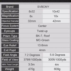 SVBONY SV40 JUMELLES COMPACTES 8X32 BK-7 LIVRAISON GRATUITE !! grossiste en ligne 19
