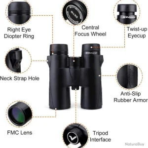 Vente Svbony SV47 Jumelles 8×42 Bak4 HD Étanches Lentille FMC Prisme Bak-4 Binoculars Sac Souple 21
