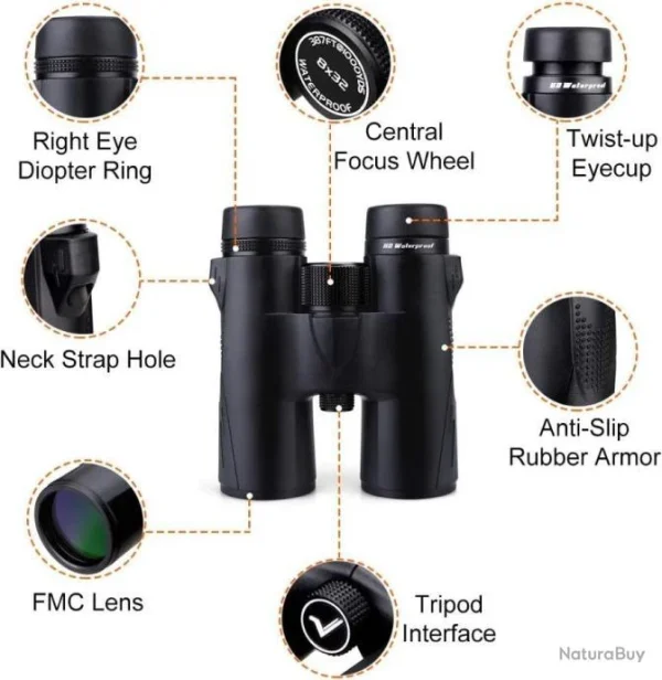 Vente Svbony SV47 Jumelles 8×42 Bak4 HD Étanches Lentille FMC Prisme Bak-4 Binoculars Sac Souple 8